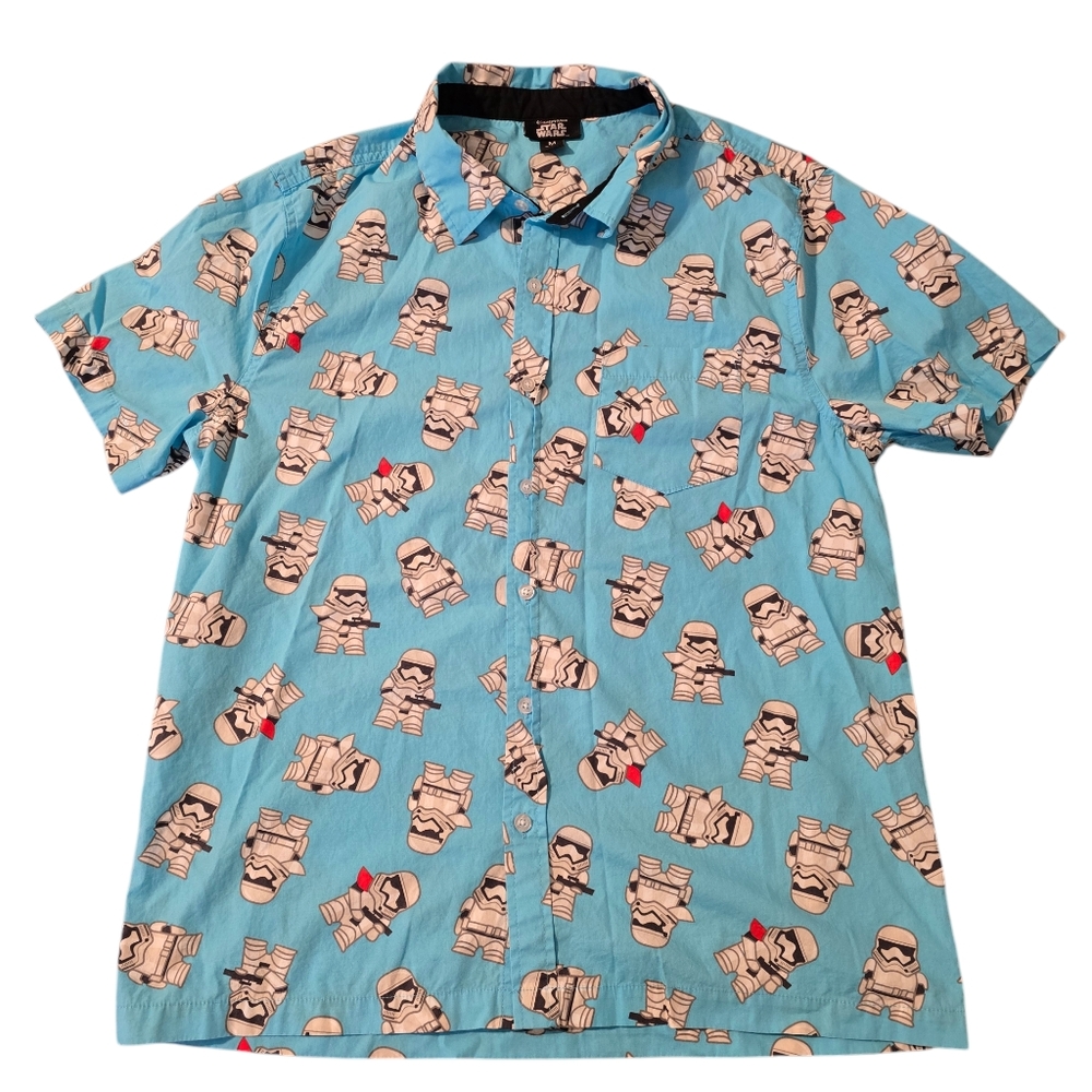 Disney Star Wars Button Down Polo With Stormtroopers Print All Over Size Medium